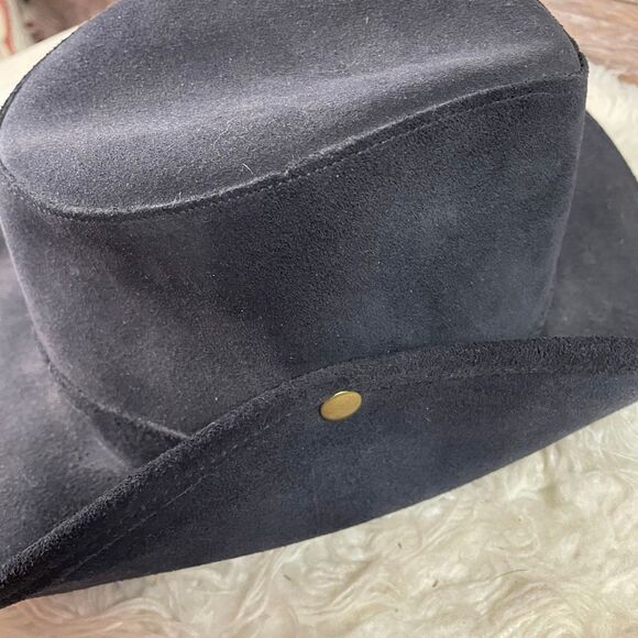Henschel Black Suede Leather Outback Hat – Made in USA Size Medium Vintage - Picture 5 of 7